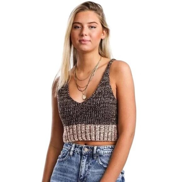 Free People Here All Day Knit Crop Top - Picture 1 of 6